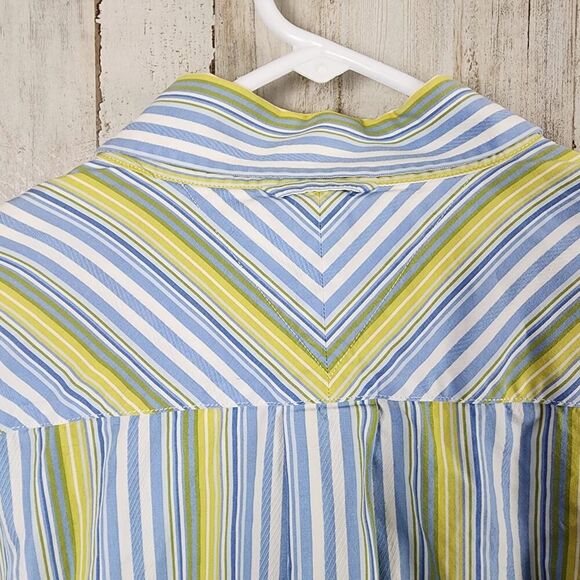 Tommy Hilfiger Striped Button Down Shirt Blue Yellow Size XL - Picture 7 of 11